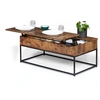 Image de Table basse plateau relevable rectangulaire DAYTON effet vieilli design industriel