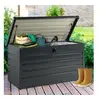 Image de Coffre de rangement métal verrouillable gris anthracite pour jardin 350L 120x62,5x63 cm