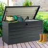 Image de Coffre de rangement extérieur étanche en métal gris 350 L