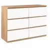 Image de Commode 6 tiroirs TOMI 110 cm bois façon hêtre et blanc