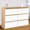 Image de Commode 6 tiroirs blanche et bois façon hêtre