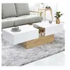 Image de Table basse coulissante marta bois imitation hêtre et blanc