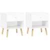 Image de Lot de 2 tables de chevet EMMIE scandinaves 1 tiroir avec niche blanc