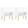 Image de Lot de 2 tables de chevet scandinaves bois blanc 1 tiroir