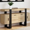 Image de Buffet bas 140 cm bois imitation hêtre et noir 4 portes