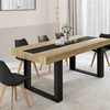 Image de Table à manger 10 personnes en bois avec bande centrale noire