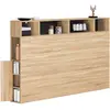 Image de Tête de lit avec rangement intégré bois façon hêtre et noir 165 cm
