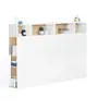 Image de Tête de lit sur pied CLEO 165 cm avec rangements fermés et niches blanc et façon hêtre