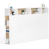 Image de Tête de lit avec rangement intégré 165 cm blanc et bois façon hêtre