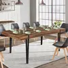 Image de Table à manger effet bois vieilli et métal noir 200 cm 10 personnes