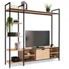 Image de Ensemble meuble TV 170 cm DETROIT avec étagères design industriel