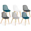 Image de Chaises scandinaves bleu x2, blanc, gris clair et gris foncé x2 avec dossier ajouré