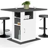 Image de Ilot central UGO 110 cm plateau bois gris et blanc avec rangements