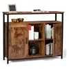 Image de Buffet 100 cm DAYTON 2 portes avec étagères effet vieilli design industriel
