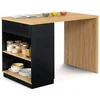 Image de Ilot central mange-debout 4 personnes VITO 130 cm noir et plateau bois
