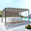 Image de Pergola acier lames orientables 3x4m avec 4 stores taupe