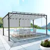 Image de Pergola acier lames orientables 3x4 m avec 4 stores gris clair
