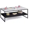 Image de Table basse ALASKA double plateau effet marbre et noir pieds métal