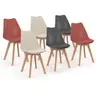 Image de Lot de 6 chaise de bureau en bois non empilable non pliable H. 79.5 cm interieur gris