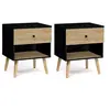 Image de Lot de 2 tables de chevet EMMIE scandinaves 1 tiroir avec niche noir et hêtre