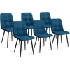 Image de Lot de 6 chaises en velours bleu matelassé