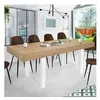 Image de Table à manger extensible rectangle PHOENIX 4-8 personnes bois et blanc 160-200 cm
