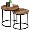 Image de Lot de 2 tables basses gigognes rondes style industriel bois foncé
