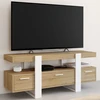 Image de Meuble télé design blanc et bois avec tiroirs