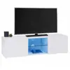 Image de Meuble TV 113 cm ELI blanc étagère en verre avec LED