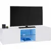 Image de Meuble télé LED blanc avec étagère en verre
