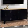 Image de Buffet bas 113 cm ESTER 3 portes métal noir plateau bois design industriel