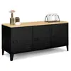 Image de Buffet bas métal noir avec plateau bois