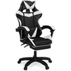 Image de Fauteuil de gaming ALEX réglable avec repose-pied, coussin de tête et coussin lombaire noir et blanc