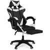 Image de Fauteuil gamer réglable et inclinable avec repose-pied et coussins noir et blanc