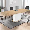 Image de Table avec pied central bois et blanc extensible