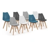 Image de Lot de 8 chaise de bureau H. 79.5 cm non empilable non pliable interieur en bois bleu