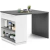 Image de Ilot central mange-debout 4 personnes VITO 130 cm blanc et plateau gris