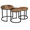 Image de Lot de 3 tables basses gigognes HAWKINS rondes 30/40/45 bois foncé design industriel