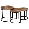 Image de Lot de 3 tables gigognes rondes style industriel bois foncé