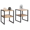 Image de Lot de 2 tables de chevet DETROIT tables d'appoint bois et métal noir design industriel