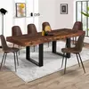 Image de Table à manger 200 cm 10 personnes bois effet vieilli et noir