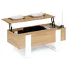 Image de Table basse plateau relevable rectangulaire PHOENIX bois et blanc