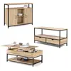 Image de Ensemble meubles de salon buffet, table basse relevable et meuble TV DETROIT design industriel
