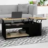 Image de Table basse double plateau relevable noir et bois