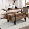 Image de Table basse plateau relevable bois foncé pied épingle