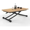 Image de Table basse 2 en 1 relevable en table à manger rectangulaire URBANA 100 cm bois et noir design industriel