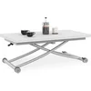 Image de Table basse 2 en 1 relevable en table à manger rectangulaire URBANA 100 cm blanc pied gris chromé