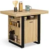 Image de Ilot central PHOENIX 110 cm bois et noir avec rangements