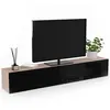 Image de Meuble TV 180 cm suspendu ELIO 2 portes bois et noir