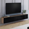 Image de Meuble télé suspendu noir et bois 180 cm